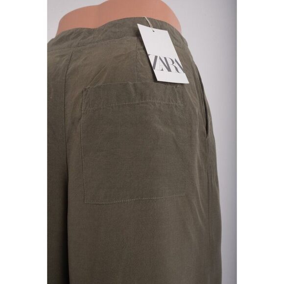 Zara Womans Pants Trousers Loose Fit Size S Khaki Green Wide Leg 0779/159 NWT - Picture 6 of 8